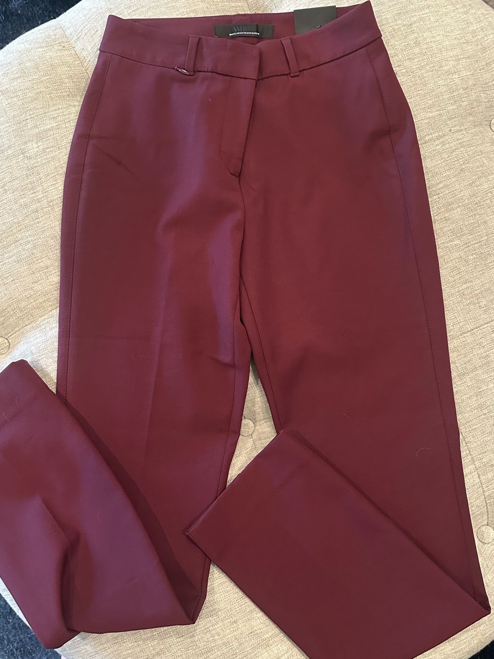 White House Black Market Burgundy Straight-Leg Trousers